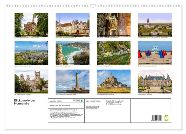 Produktbild: Blickpunkte der Normandie (Wandkalender 2026 DIN A2 quer), CALVENDO Monatskalender