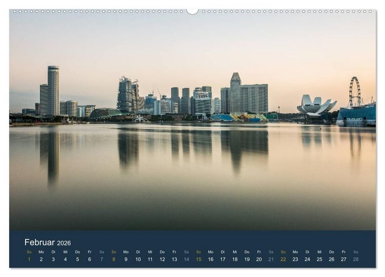 Produktbild: Singapur bei Nacht und Tag (hochwertiger Premium Wandkalender 2026 DIN A2 quer), Kunstdruck in Hochglanz
