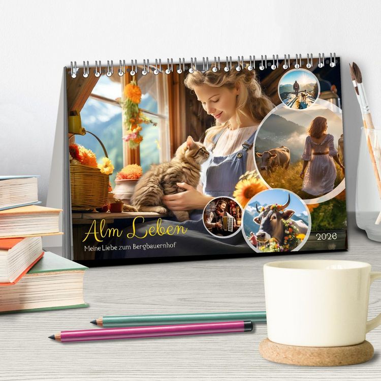 Produktbild: Alm Leben - Meine Liebe zum Bergbauernhof (Tischkalender 2026 DIN A5 quer), CALVENDO Monatskalender