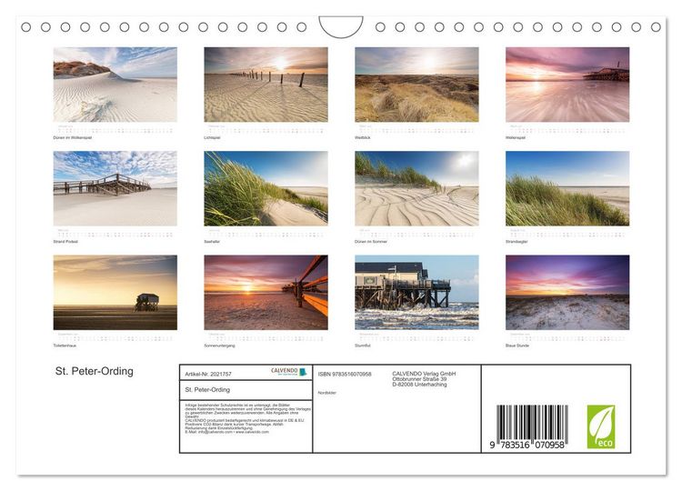 Produktbild: St. Peter-Ording (Wandkalender 2026 DIN A4 quer), CALVENDO Monatskalender