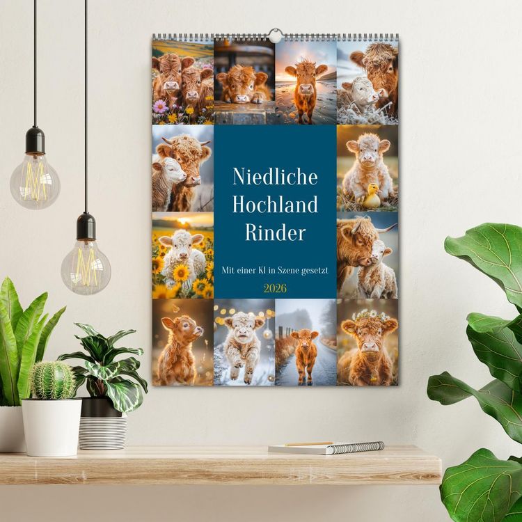 Produktbild: Niedliche Hochland Rinder (Wandkalender 2026 DIN A2 hoch), CALVENDO Monatskalender
