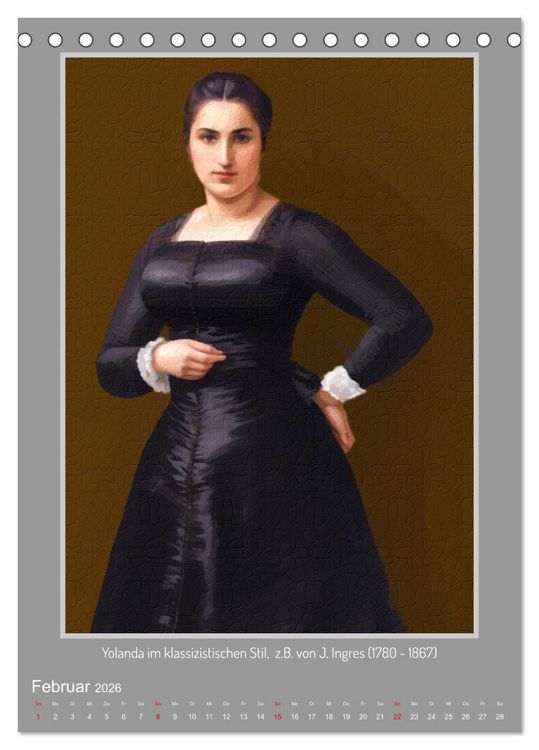 Produktbild: Yolanda in der Kunstgalerie (Tischkalender 2026 DIN A5 hoch), CALVENDO Monatskalender