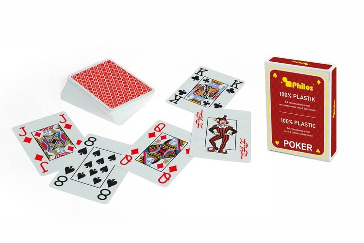 Produktbild: Pokerkarten, rot, Plastik