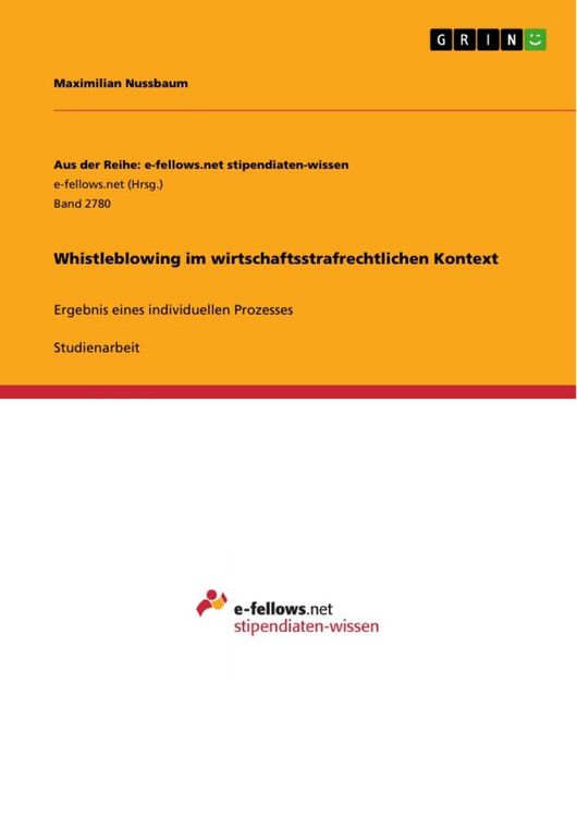 Produktbild: Whistleblowing im wirtschaftsstrafrechtlichen Kontext