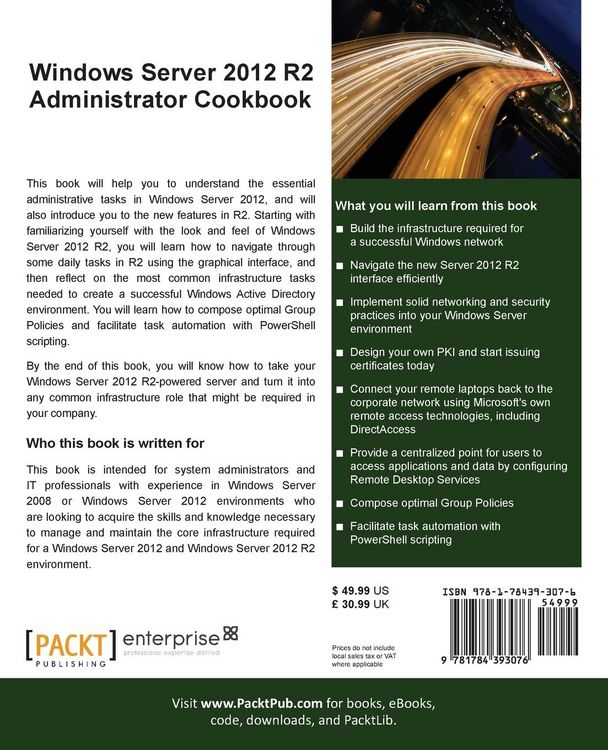 Produktbild: Windows Server 2012 R2 Administrator Cookbook