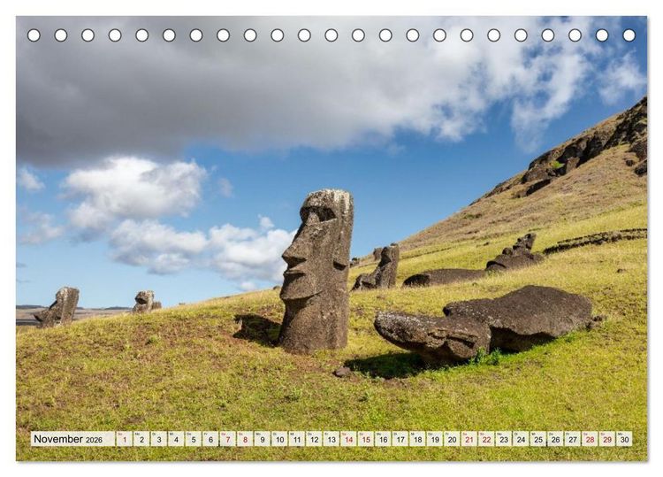 Produktbild: Die Osterinsel &ndash; Mythen, Moai und wilde Sch&ouml;nheit (Tischkalender 2026 DIN A5 quer), CALVENDO Monatskalender