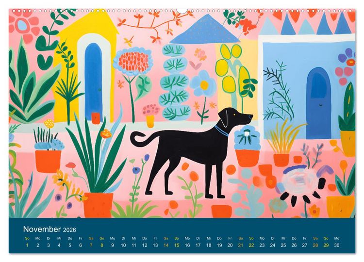 Produktbild: Hunde Kunstwerke - Hunde im Stil des Fauvismus k&uuml;nstlerisch gestaltet (hochwertiger Premium Wandkalender 2026 DIN A2 quer), Kunstdruck in Hochglanz