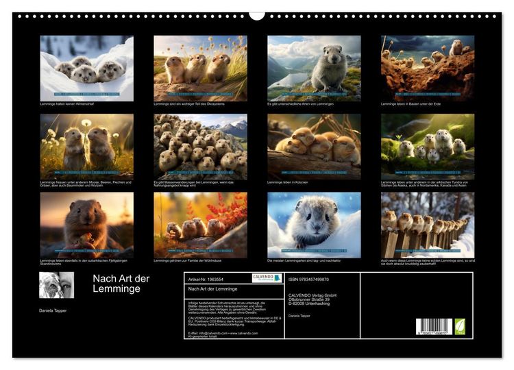 Produktbild: Nach Art der Lemminge (Wandkalender 2026 DIN A2 quer), CALVENDO Monatskalender