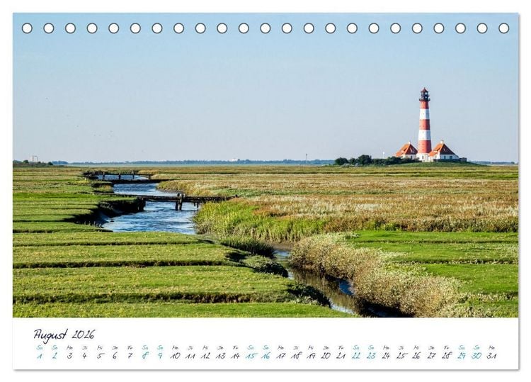 Produktbild: Nordfriesland - weiter Horizont, faszinierende Natur, idyllische St&auml;dte (Tischkalender 2026 DIN A5 quer), CALVENDO Monatskalender
