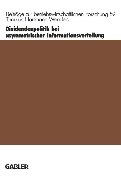 Produktbild: Dividendenpolitik bei asymmetrischer Informationsverteilung