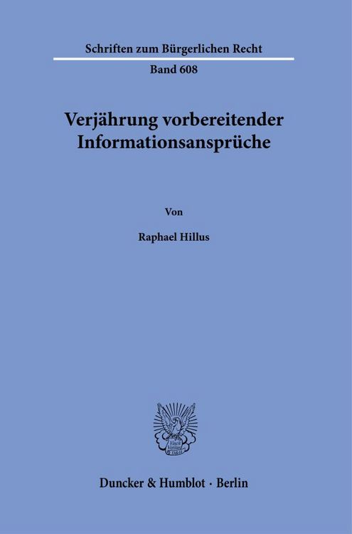 Produktbild: Verj&auml;hrung vorbereitender Informationsanspr&uuml;che