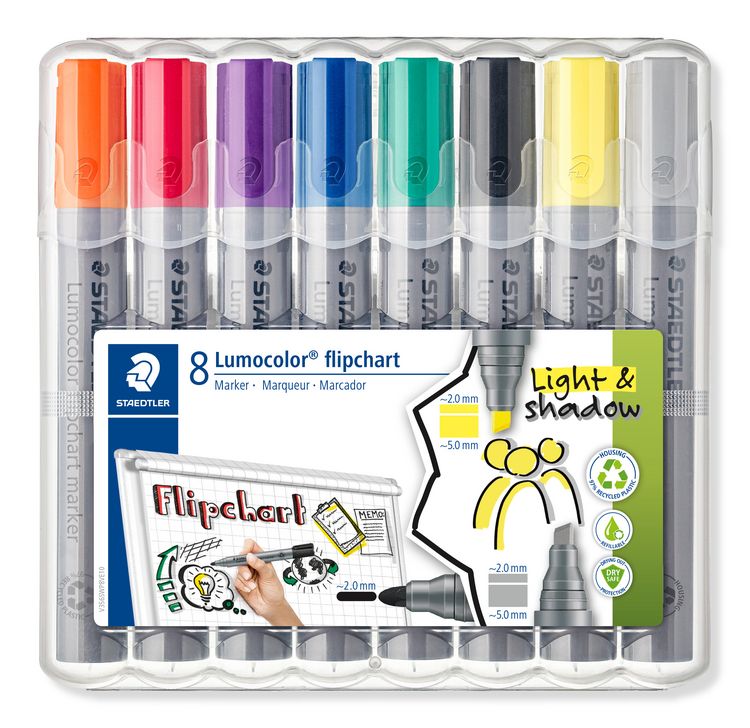 Produktbild: STAEDTLER Flipchart-Marker Lumocolor 356 Rundspitze 356 SWP8 , 8er Set