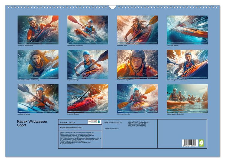 Produktbild: Kayak Wildwasser Sport (Wandkalender 2026 DIN A2 quer), CALVENDO Monatskalender