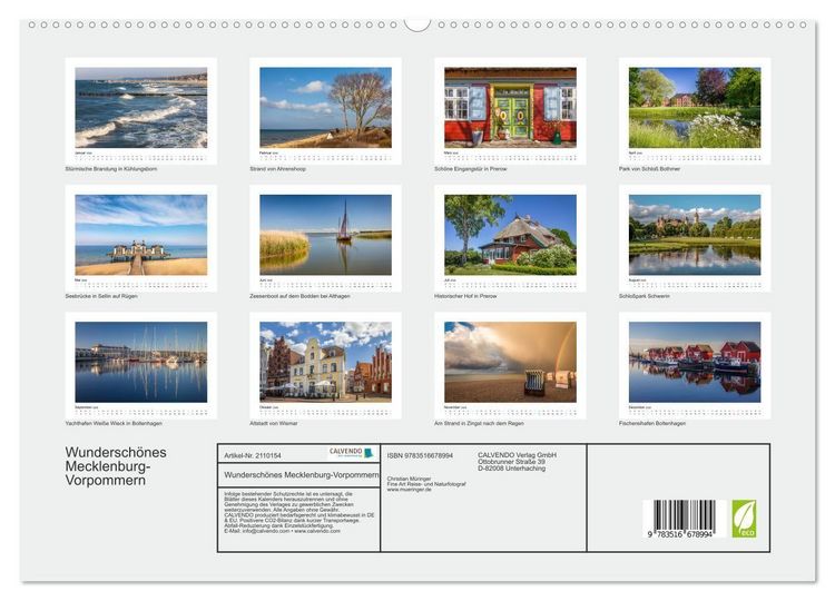 Produktbild: Wundersch&ouml;nes Mecklenburg-Vorpommern (hochwertiger Premium Wandkalender 2026 DIN A2 quer), Kunstdruck in Hochglanz
