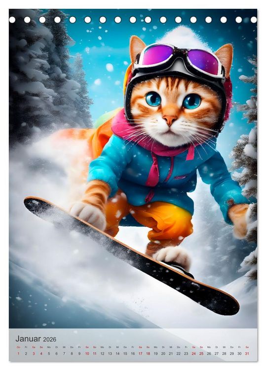 Produktbild: Outdoorsport f&uuml;r Katzen (Tischkalender 2026 DIN A5 hoch), CALVENDO Monatskalender