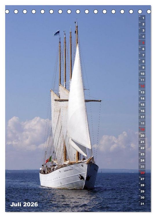 Produktbild: Segelromantik - Gro&szlig;segler auf der Ostsee (Tischkalender 2026 DIN A5 hoch), CALVENDO Monatskalender