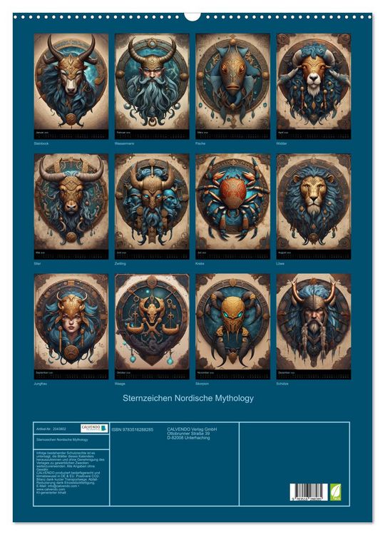Produktbild: Sternzeichen Nordische Mythology (Wandkalender 2026 DIN A2 hoch), CALVENDO Monatskalender