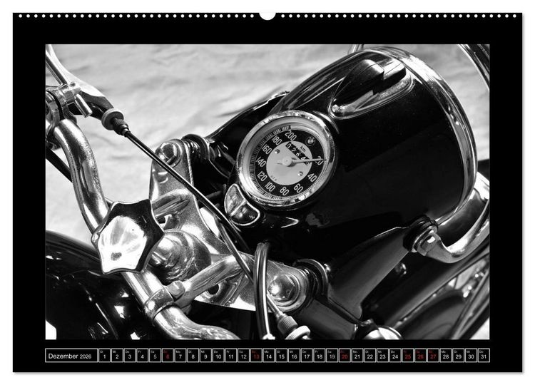 Produktbild: BMW R69S in schwarzweiss (Wandkalender 2026 DIN A2 quer), CALVENDO Monatskalender
