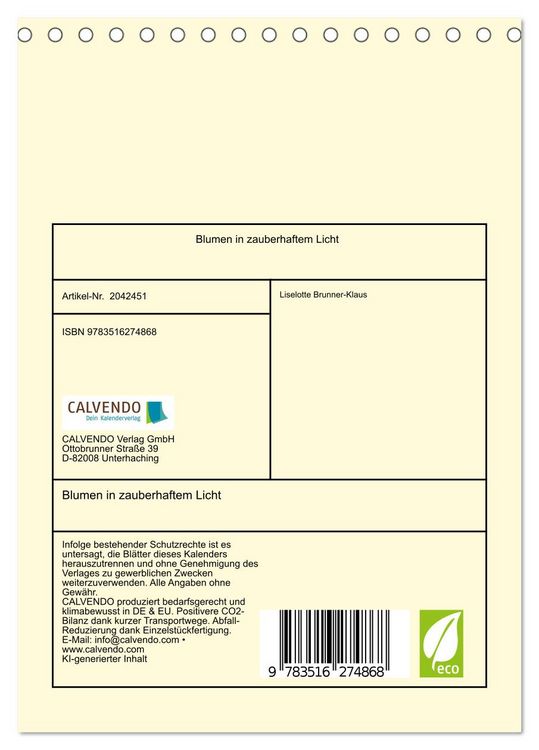 Produktbild: Blumen in zauberhaftem Licht (Tischkalender 2026 DIN A5 hoch), CALVENDO Monatskalender