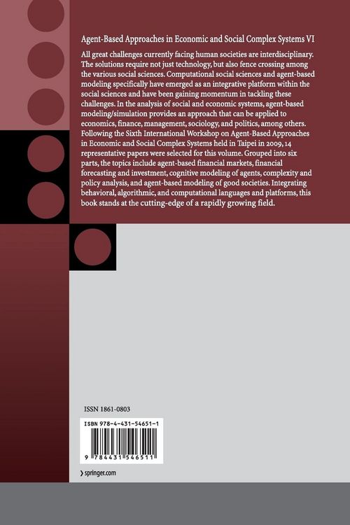 Produktbild: Agent-Based Approaches in Economic and Social Complex Systems VI
