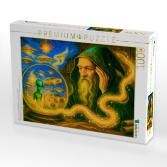 Produktbild: CALVENDO Puzzle Zauberer erkennt in Kristallkugel kommende Zukunftsbilder | 1000 Teile Lege-Gr&ouml;&szlig;e 64x48cm Foto-Puzzle f&uuml;r gl&uuml;ckliche Stunden