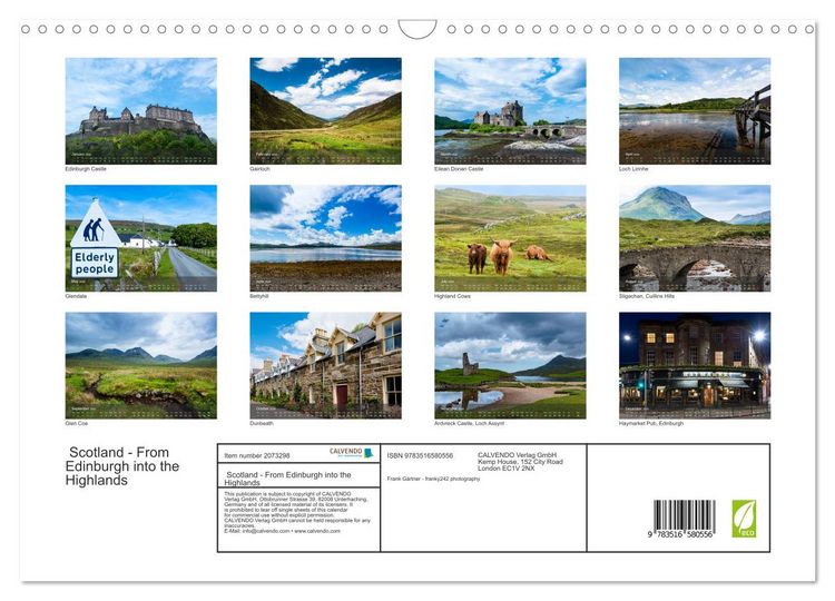 Produktbild: Scotland - From Edinburgh into the Highlands (Wall Calendar 2026 DIN A3 landscape), CALVENDO 12 Month Wall Calendar