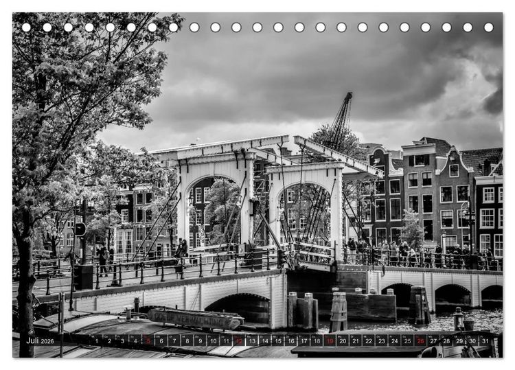 Produktbild: AMSTERDAM Stadtherz in Monochrom (Tischkalender 2026 DIN A5 quer), CALVENDO Monatskalender