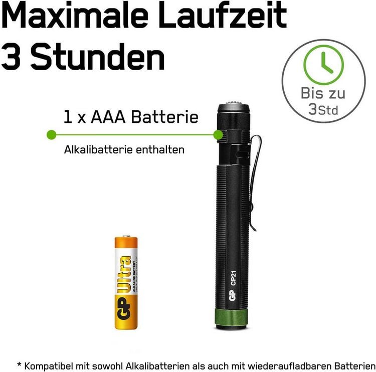 Produktbild: GP Discovery GPDISFLCP21BL812 GPDISFLCP21BL812 Penlight batteriebetrieben LED 11.5mm Schwarz