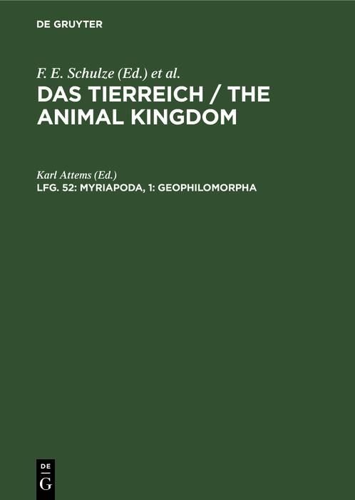 Produktbild: Myriapoda, 1: Geophilomorpha