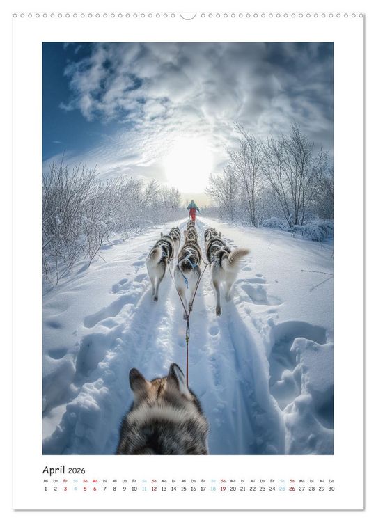 Produktbild: Schlittenhunderennen (hochwertiger Premium Wandkalender 2026 DIN A2 hoch), Kunstdruck in Hochglanz