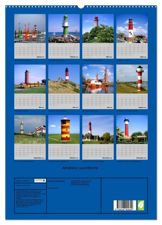 Produktbild: Attraktive Leuchtt&uuml;rme (hochwertiger Premium Wandkalender 2026 DIN A2 hoch), Kunstdruck in Hochglanz
