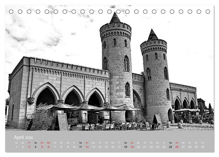Produktbild: Potsdam schwarz auf wei&szlig; (Tischkalender 2026 DIN A5 quer), CALVENDO Monatskalender