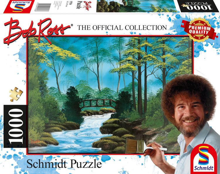 Schmidt Spiele Puzzle 1000 Pezzi 'Bob Ross - Montagna Al Mare', Dimensioni 69,3x49,3 Cm, Da 12 Anni
