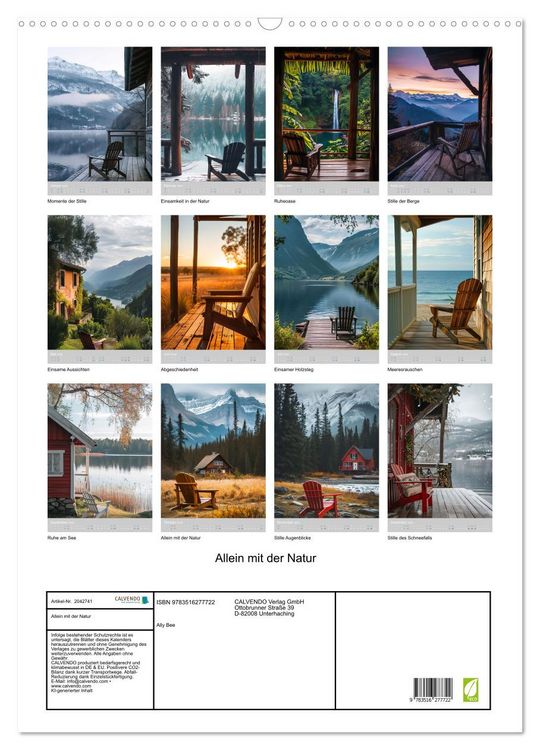 Produktbild: Allein mit der Natur (Wandkalender 2026 DIN A2 hoch), CALVENDO Monatskalender