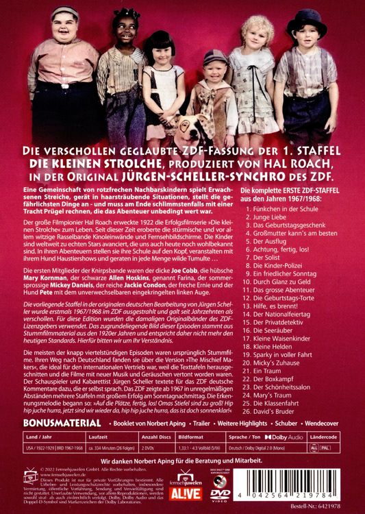 Produktbild: Die kleinen Strolche - Die komplette 1. ZDF-Staffel von 1967/1968 mit Originalsynchro (Filmjuwelen) [2 DVDs]