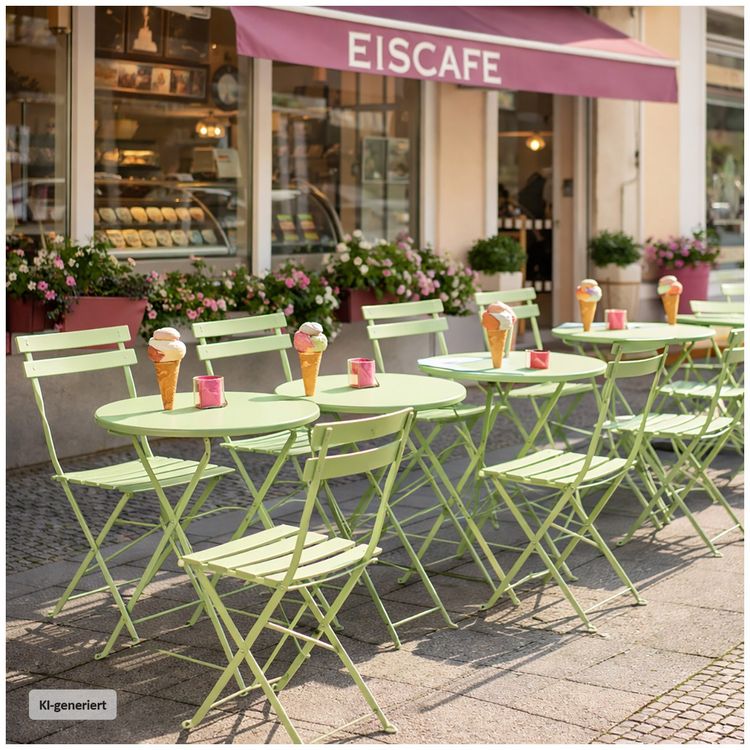Produktbild: HTI-Living Bistro Sitzgruppe Metall Gr&uuml;n klappbar Tisch mit 2 St&uuml;hlen Balkon Set