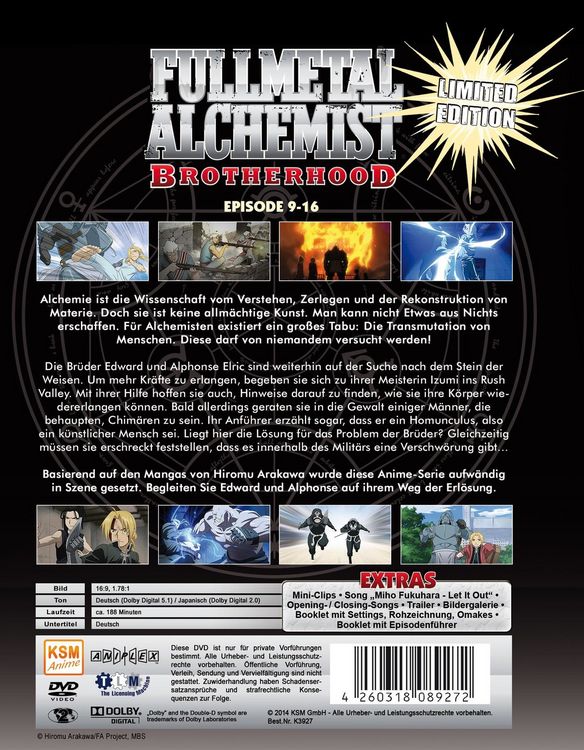 Fullmetal Alchemist Brotherhood 2/Episode 9-16 Limited