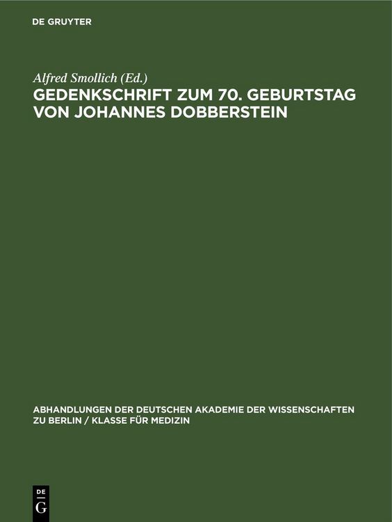 Produktbild: Gedenkschrift zum 70. Geburtstag von Johannes Dobberstein