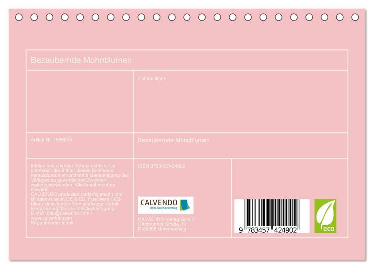 Produktbild: Bezaubernde Mohnblumen (Tischkalender 2026 DIN A5 quer), CALVENDO Monatskalender