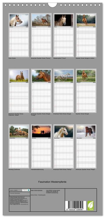 Produktbild: Familienplaner 2026 - Faszination Westernpferde mit 5 Spalten (Wandkalender, 21 x 45 cm) CALVENDO