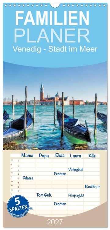 Produktbild: Familienplaner 2027 - Venedig - Stadt im Meer mit 5 Spalten (Wandkalender, 21 x 45 cm) CALVENDO