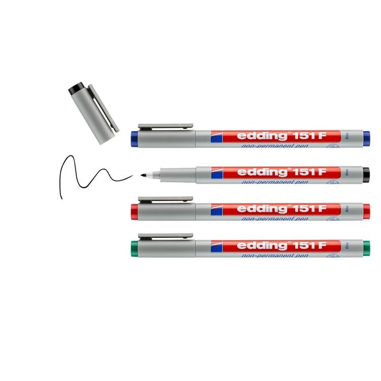 Produktbild: Edding Folienschreiber Non-permanent Pen 151 F, 4er Set