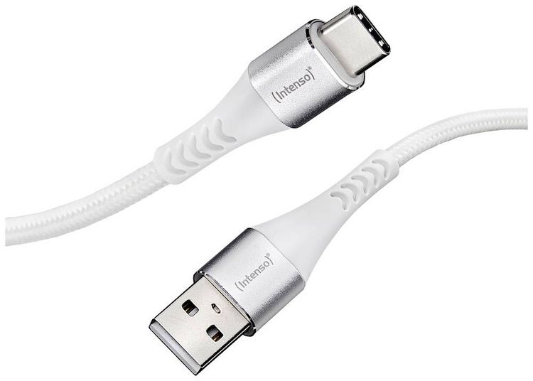 Produktbild: Intenso USB-Kabel USB 2.0 USB-A Stecker, USB-C&reg; Stecker 1.50 m Wei&szlig; Stoff-Ummantelung 7901102