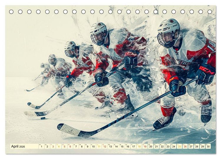 Produktbild: Eishockey - tolle Momente (Tischkalender 2026 DIN A5 quer), CALVENDO Monatskalender