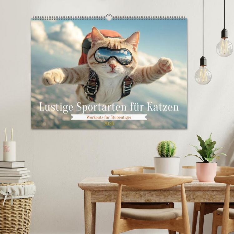 Produktbild: Lustige Sportarten f&uuml;r Katzen (Wandkalender 2026 DIN A2 quer), CALVENDO Monatskalender