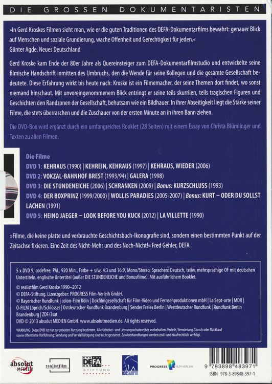 Produktbild: Gerd Kroske - Zeitzust&auml;nde Filme 1990-2012