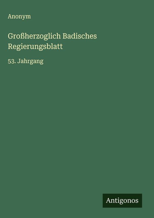 Produktbild: Gro&szlig;herzoglich Badisches Regierungsblatt