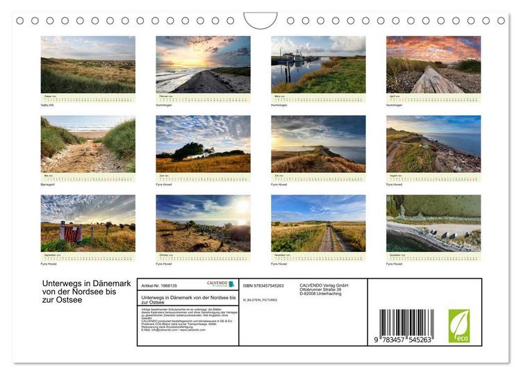Produktbild: Unterwegs in D&auml;nemark von der Nordsee bis zur Ostsee (Wandkalender 2026 DIN A4 quer), CALVENDO Monatskalender