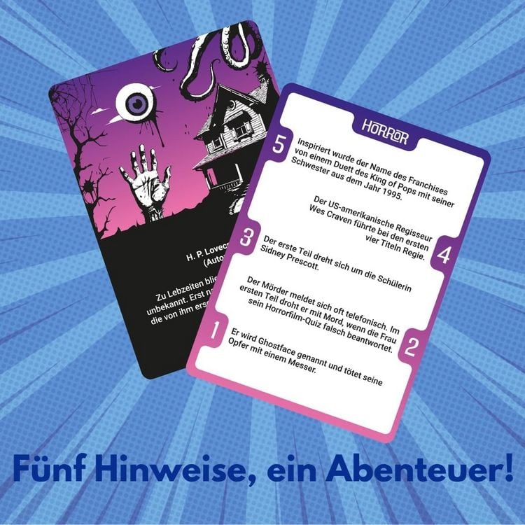 Produktbild: CLUE5 #Horror. 5 Hinweise, nur eine L&ouml;sung. Das Trend-Quiz f&uuml;r deine Tasche