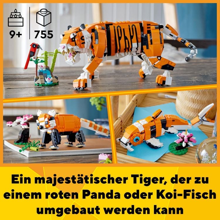 Produktbild: LEGO Creator 3in1 31129 Majestätischer Tiger, Tierfiguren-Set für Kinder